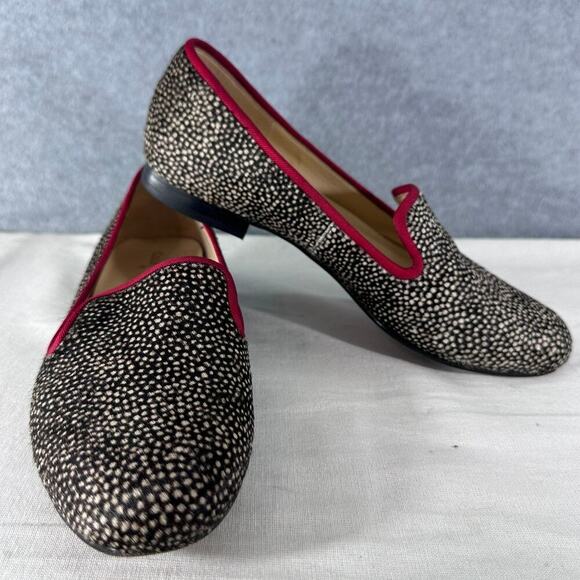 Cole Haan Women's sz 6B (narrow) Sabrina Cow Hide Loafers Dotted Print Red Trim - Picture 1 of 7